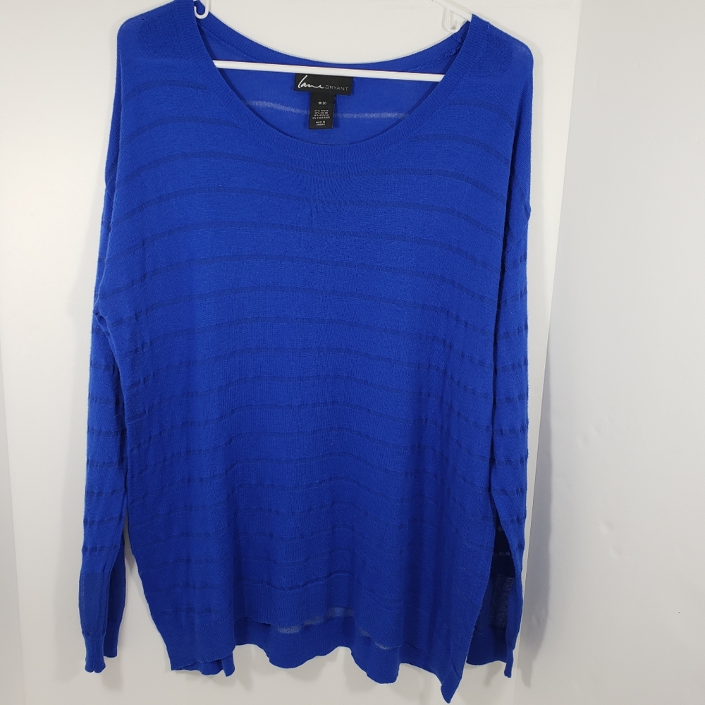 Lane Bryant Cobalt Blue Striped Sweater 18/20 2X
